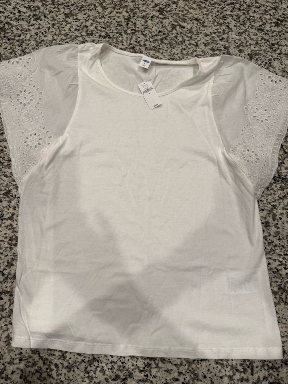Old Navy White Eyelet Sleeve Short-Sleeve Tee - Picture 1 of 1